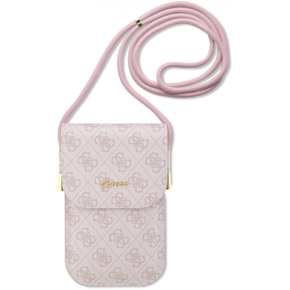 Pochette universelle Guess avec lanière bandoulière et porte-carte intégrés - Rose clair