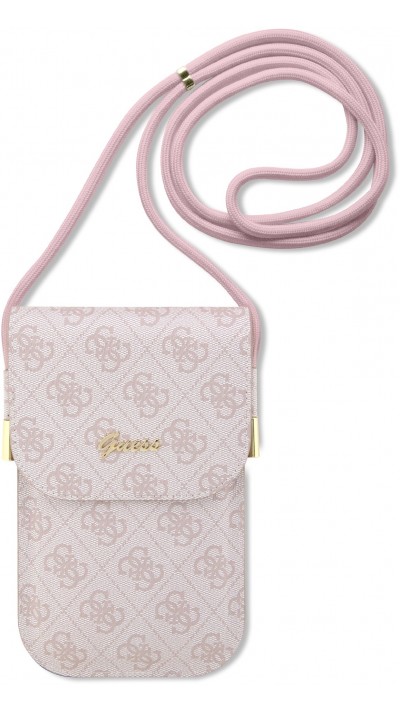 Pochette universelle Guess avec lanière bandoulière et porte-carte intégrés - Rose clair