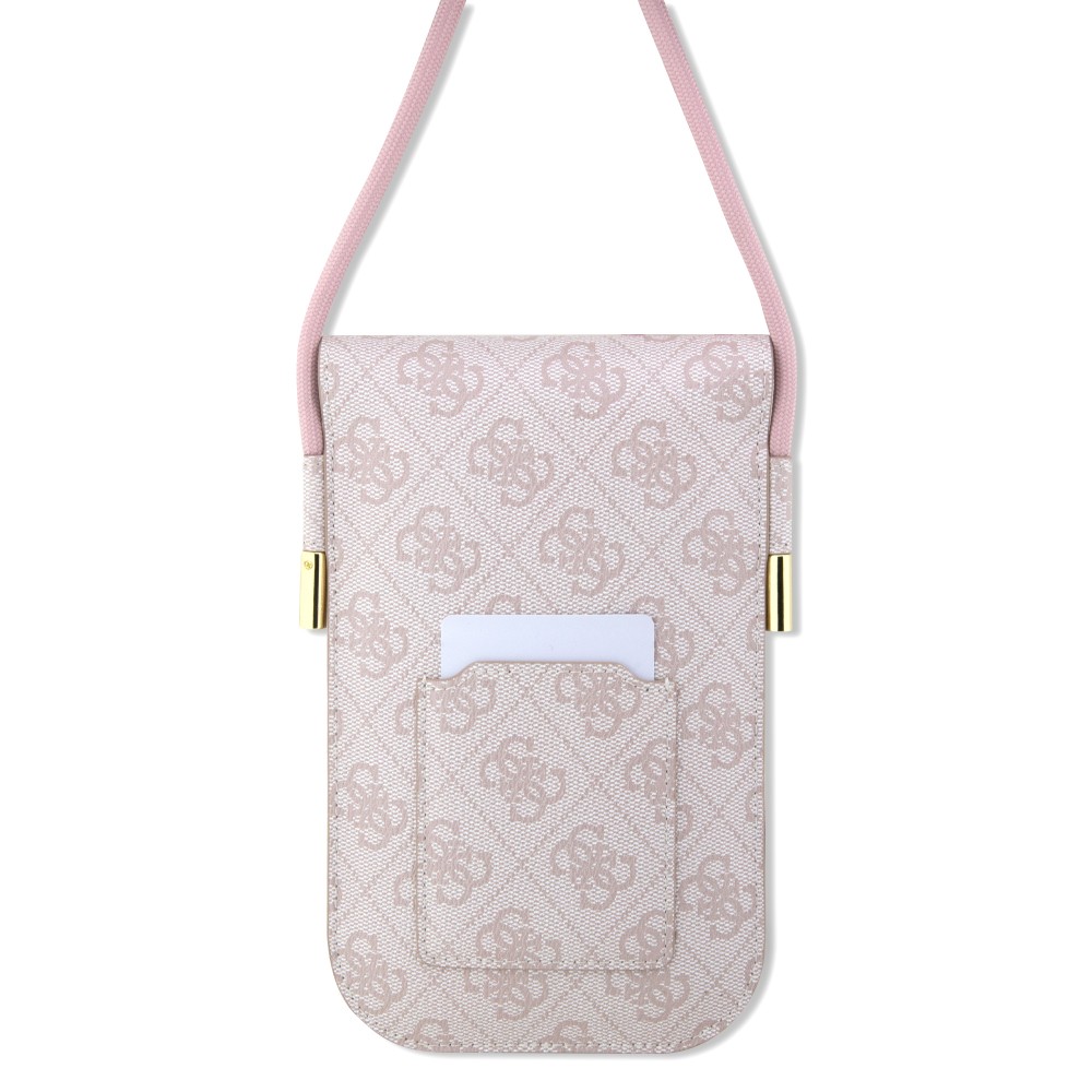 Pochette universelle Guess avec lanière bandoulière et porte-carte intégrés - Rose clair