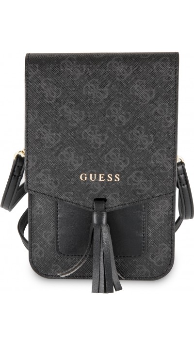 Pochette universelle/petit sac Guess avec monogramme en similicuir et lanière intégrée - Noir/gris