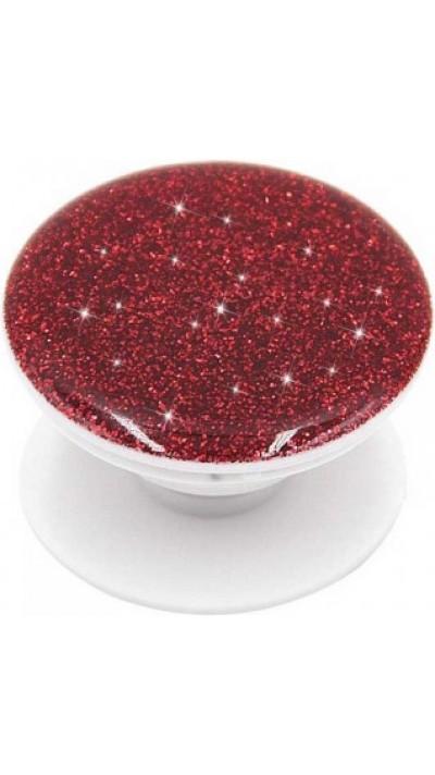 Pop Socket 3D Paillettes - Support de doigt interchangeable pour Smartphone / Tablettes - Rouge