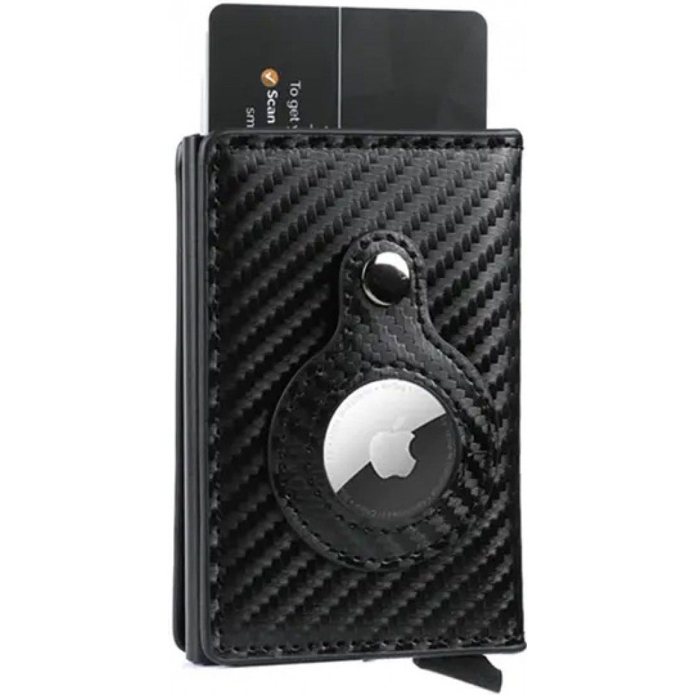 Porte-cartes et support AirTag 2 en 1 avec bloqueur RFID carbon fibre - Carbon