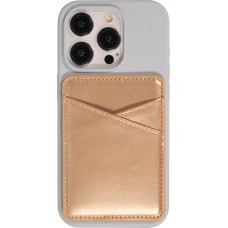 Porte-cartes magnétique universel en similicuir pour smartphones Apple MagSafe & Android - Or