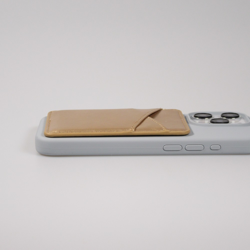 Porte-cartes magnétique universel en similicuir pour smartphones Apple MagSafe & Android - Or