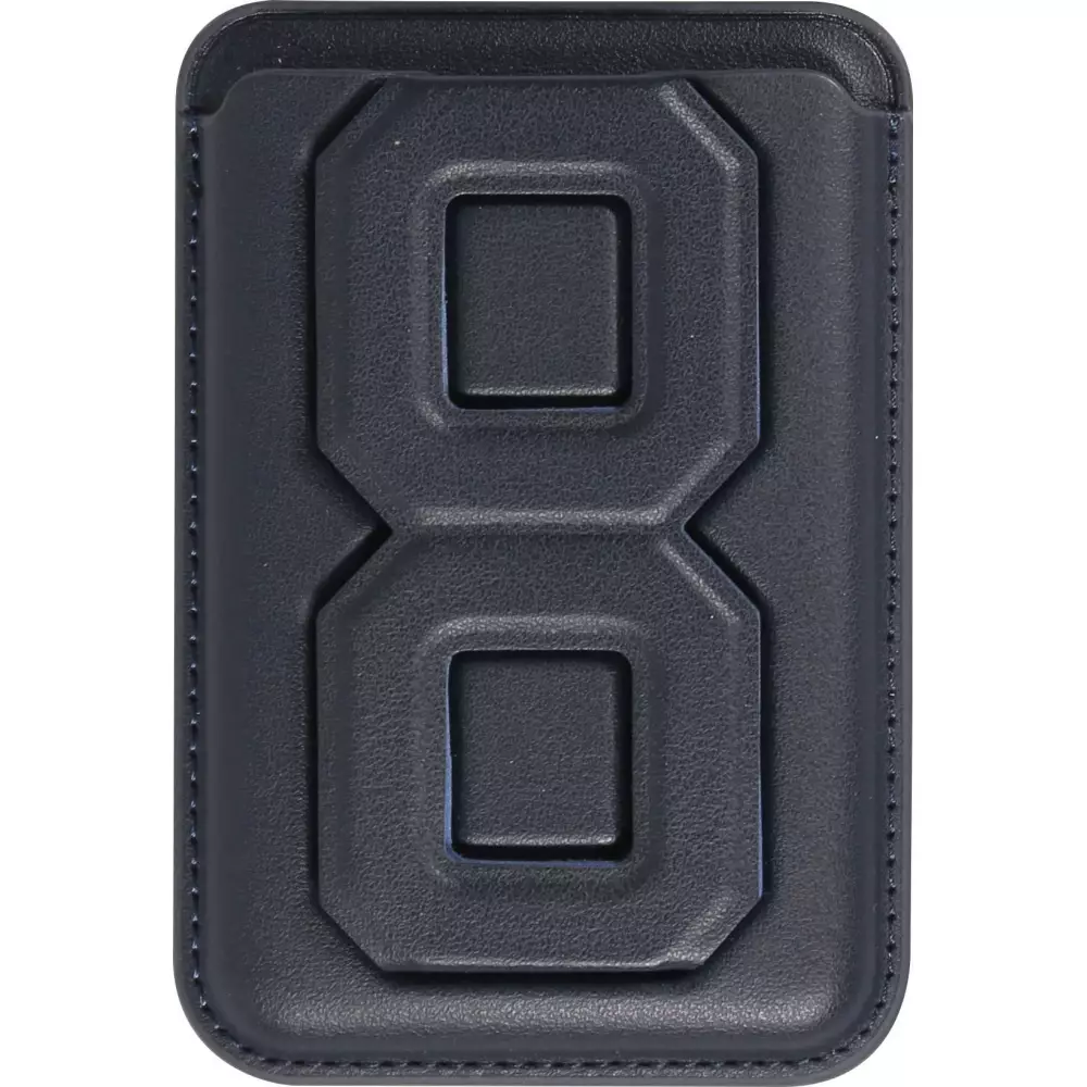Magnetischer Kartenhalter wallet MagSafe veganes Leder mit starkem Magneten und integriertem Klappständer - Dunkelblau