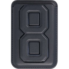 Porte-cartes magnétique wallet MagSafe cuir végan avec aimant fort et support pliable intégré - Bleu foncé