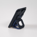 Porte-cartes magnétique wallet MagSafe cuir végan avec aimant fort et support pliable intégré - Bleu foncé