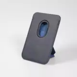 Magnetischer Kartenhalter wallet MagSafe veganes Leder mit starkem Magneten und integriertem Klappständer - Dunkelblau