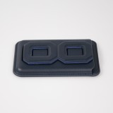 Porte-cartes magnétique wallet MagSafe cuir végan avec aimant fort et support pliable intégré - Bleu foncé