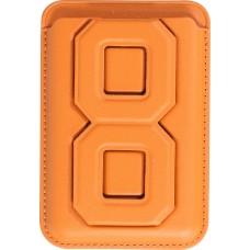 Porte-cartes magnétique wallet MagSafe cuir végan avec aimant fort et support pliable intégré - Brun clair