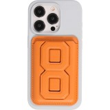 Porte-cartes magnétique wallet MagSafe cuir végan avec aimant fort et support pliable intégré - Brun clair