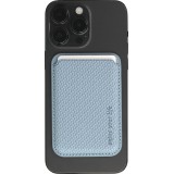 Porte-cartes magnétique wallet effet carbone - Compatible avec Apple MagSafe - Bleu