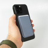 Porte-cartes magnétique wallet effet carbone - Compatible avec Apple MagSafe - Bleu