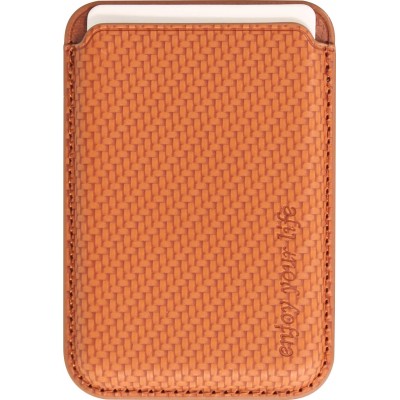 Porte-cartes magn&eacute;tique wallet effet carbone - Compatible avec Apple MagSafe - Orange