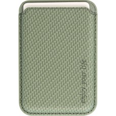 Porte-cartes magnétique wallet effet carbone - Compatible avec Apple MagSafe - Vert