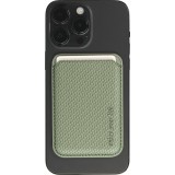 Porte-cartes magnétique wallet effet carbone - Compatible avec Apple MagSafe - Vert