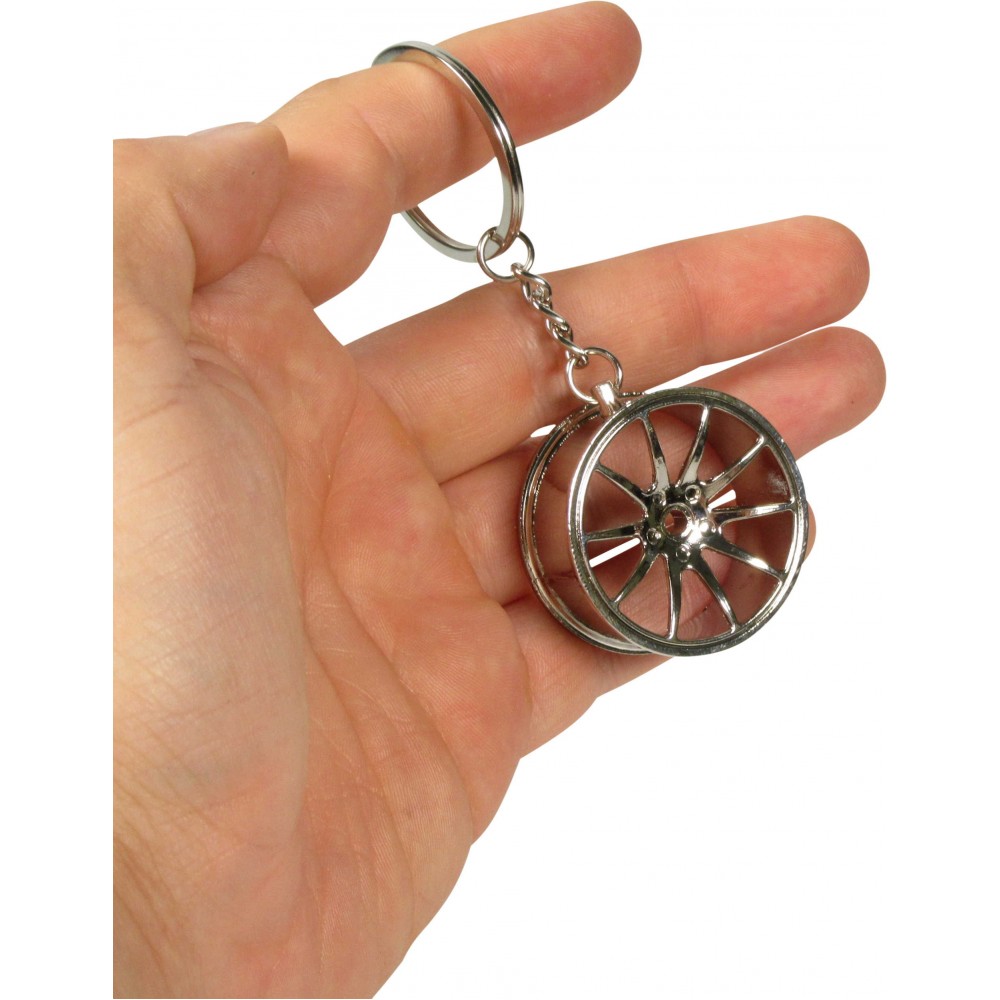 Porte-clés jantes de haute qualité Metal Sport Turbo Drift Key-chain Car Wheel - Argent