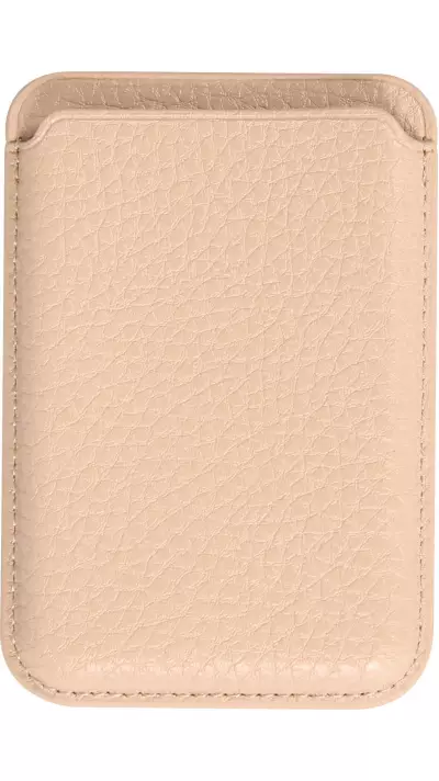 Portes-cartes MagSafe magn&eacute;tique en cuir v&eacute;gan avec aiment fort - Beige