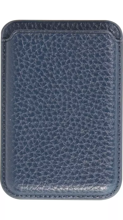 Portes-cartes MagSafe magn&eacute;tique en cuir v&eacute;gan avec aiment fort - Bleu