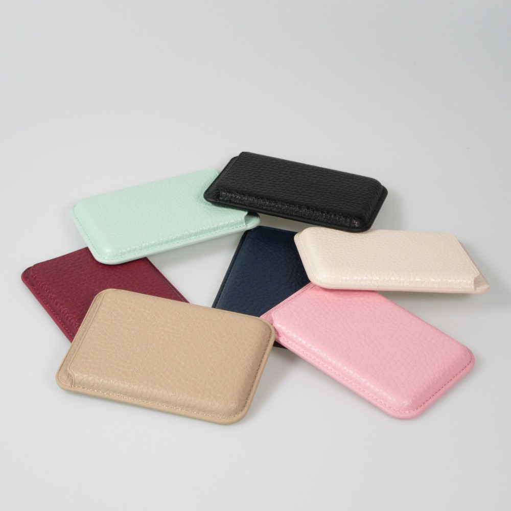 Portes-cartes MagSafe magnétique en cuir végan avec aiment fort - Bleu