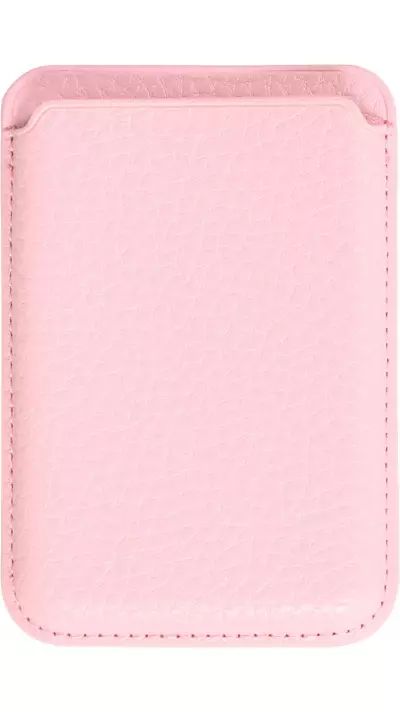 Portes-cartes MagSafe magnétique en cuir végan avec aiment fort  - Rose