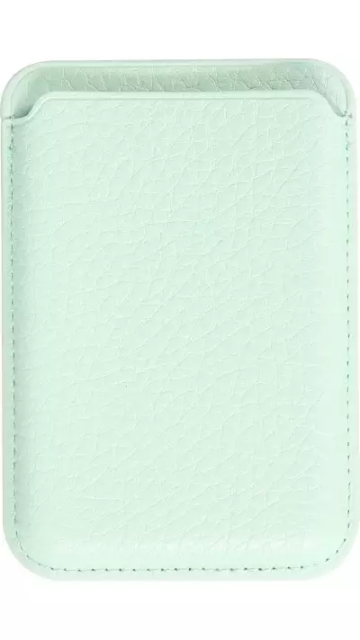 Portes-cartes MagSafe magn&eacute;tique en cuir v&eacute;gan avec aiment fort - Turquoise