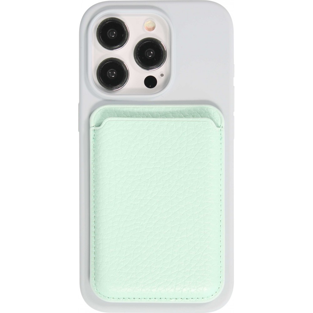 Portes-cartes MagSafe magnétique en cuir végan avec aiment fort - Turquoise