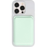 Portes-cartes MagSafe magnétique en cuir végan avec aiment fort - Turquoise