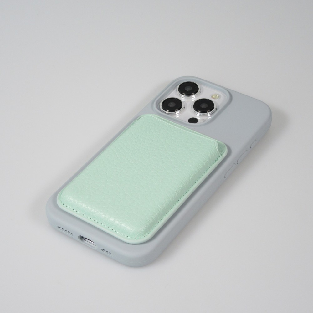 Portes-cartes MagSafe magnétique en cuir végan avec aiment fort - Turquoise