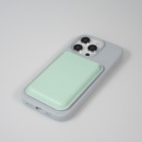 Portes-cartes MagSafe magnétique en cuir végan avec aiment fort - Turquoise