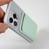 Portes-cartes MagSafe magnétique en cuir végan avec aiment fort - Turquoise
