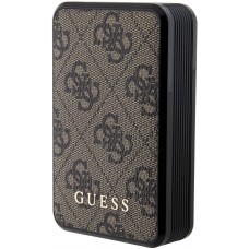 PowerBank Guess compacte 10000mAh en toile similicuir avec monogramme chargeur portable et indicateur autonomie - Brun