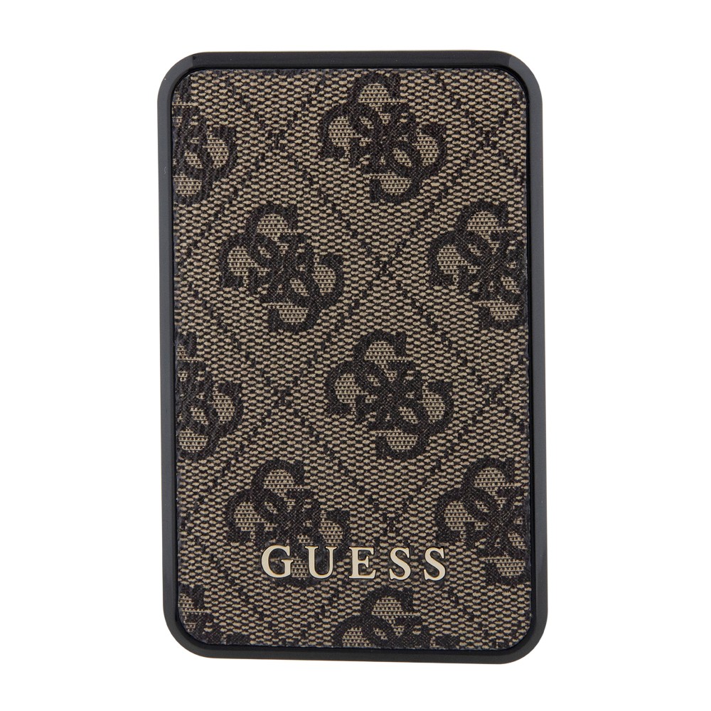 PowerBank Guess compacte 10000mAh en toile similicuir avec monogramme chargeur portable et indicateur autonomie - Brun