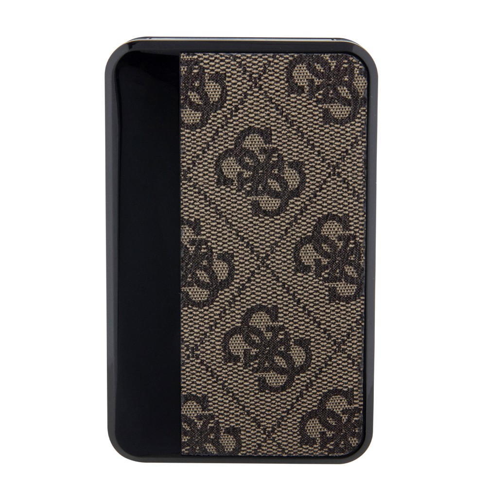 PowerBank Guess compacte 10000mAh en toile similicuir avec monogramme chargeur portable et indicateur autonomie - Brun