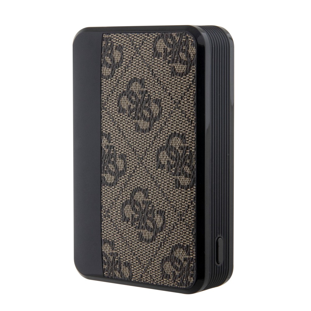 PowerBank Guess compacte 10000mAh en toile similicuir avec monogramme chargeur portable et indicateur autonomie - Brun