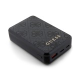PowerBank Guess compacte 10000mAh en toile similicuir avec monogramme chargeur portable et indicateur autonomie - Gris