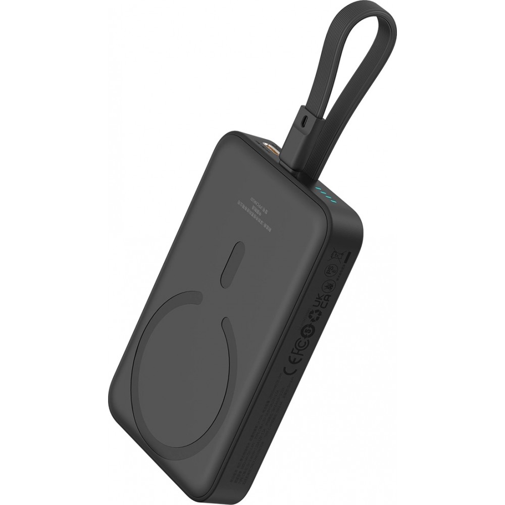 Powerbank Magnétique Baseus 10000mAh 20W avec Câble Lightning Intégré et Câble USB-C 60W - Noir