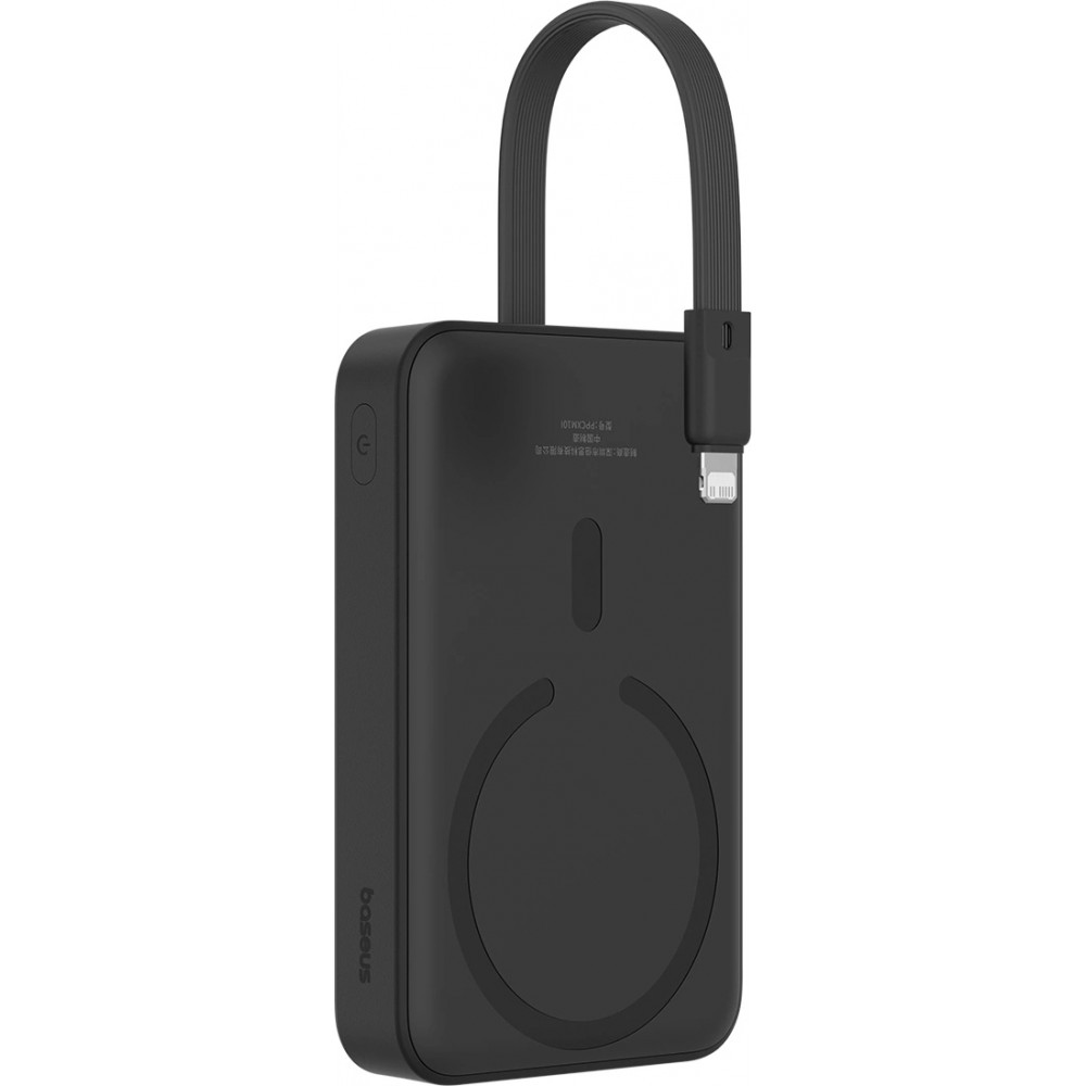 Powerbank Magnétique Baseus 10000mAh 20W avec Câble Lightning Intégré et Câble USB-C 60W - Noir