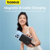 Powerbank Magnétique Baseus 10000mAh 20W avec Câble Lightning Intégré et Câble USB-C 60W - Noir