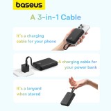 Powerbank Magnétique Baseus 10000mAh 20W avec Câble Lightning Intégré et Câble USB-C 60W - Noir