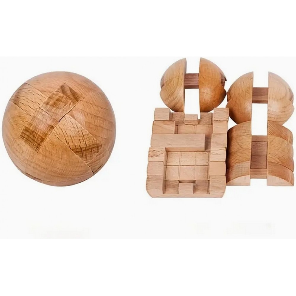 Puzzle casse-tête en bois sphere - Jouet stimulant de mémoire balle magique - Brun