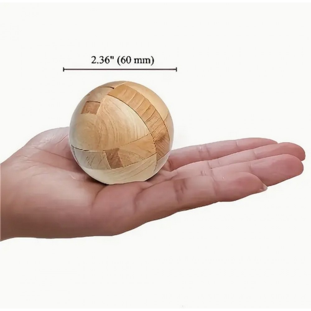 Puzzle casse-tête en bois sphere - Jouet stimulant de mémoire balle magique - Brun