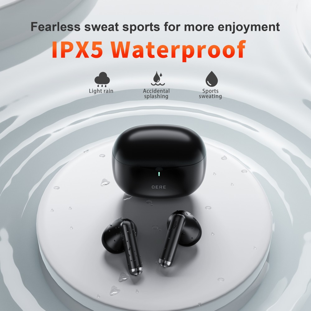 QERE E28 écouteurs sans fil Bluetooth 5.3 In-Ear HIFI avec annulation de bruit, IPX5 & Touch Control - Noir