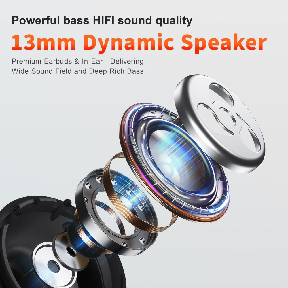QERE E28 écouteurs sans fil Bluetooth 5.3 In-Ear HIFI avec annulation de bruit, IPX5 & Touch Control - Noir