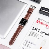 Qialino Bracelet cuir véritable brun - Apple Watch 44/45/46/49 mm