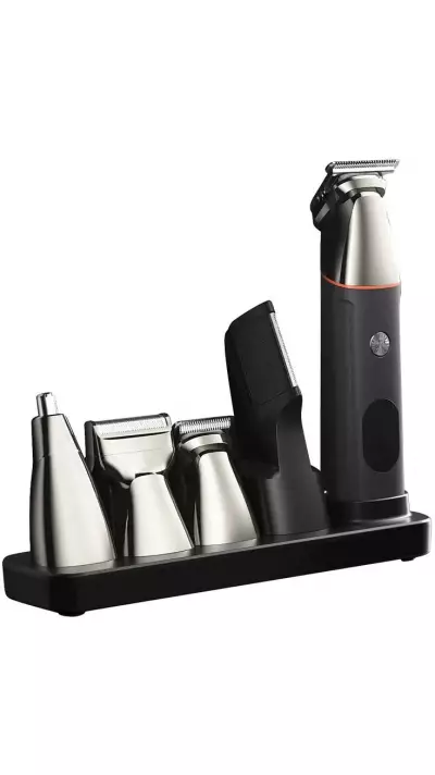 Rasoir électronique 5 en 1 magnétique pour cheveux, trimming et body, support inclus - Noir