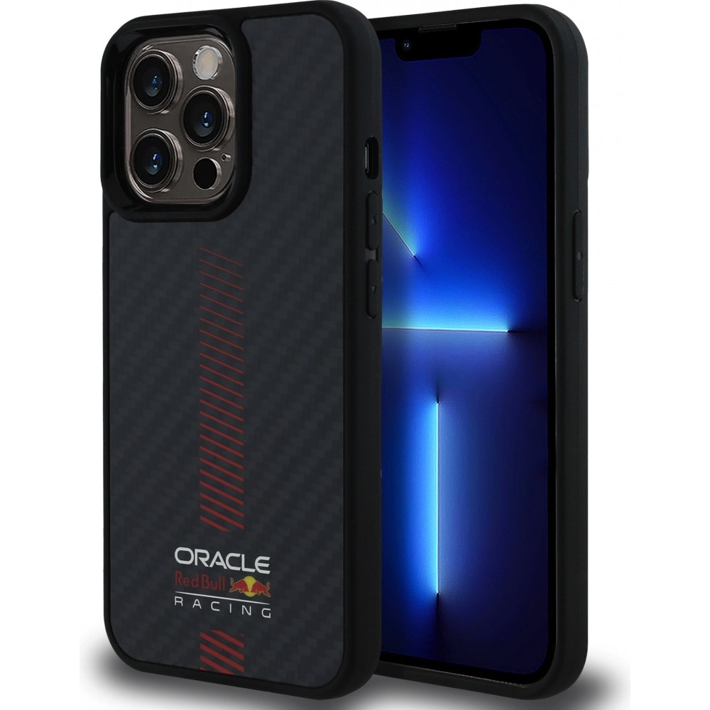 Coque iPhone 13 Pro - Red Bull Racing Carbon Powerbar MagSafe - Noir
