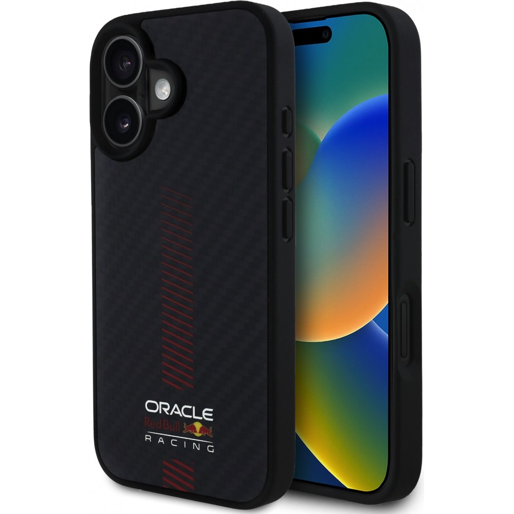 Coque iPhone 16 Pro - Red Bull Racing Carbon Powerbar MagSafe - Noir