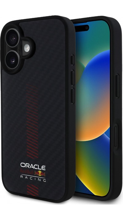 iPhone 16 Case Hülle - Red Bull Racing Carbon Powerbar MagSafe - Schwarz