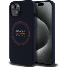 Coque iPhone 14 - Red Bull Racing MagSafe en silicone avec anneau rouge - Marine